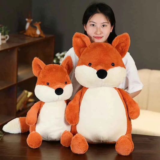 Kawaii Fluffy Fox Plush Toy – Soft Stuffed Cartoon Fox Sofa Pillow & Valentine’s Gift (35–90cm)