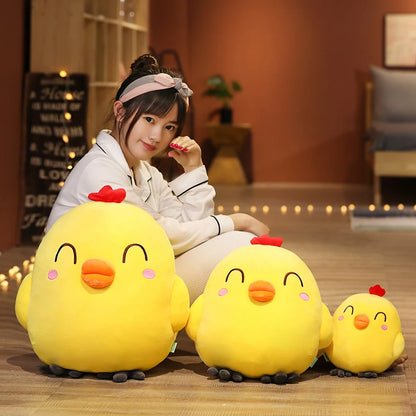 Kawaii Expressive Chicken Plush Pillow - Soft Funny Face Stuffed Animal Hug Cushion and Gift, 2 Styles and 2 Sizes