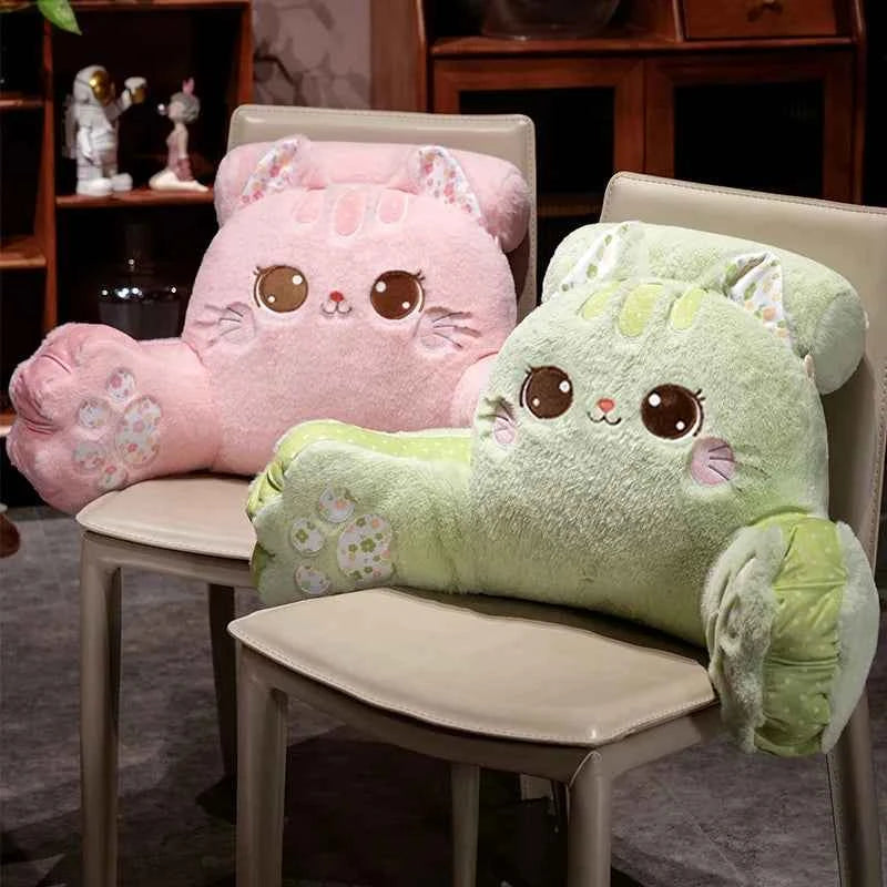 Kawaii Cat Triangle Backrest Plush Pillow - Stuffed Sofa Cushion Hug Pillow Room Decor Gift, 3 Colors and 2 Sizes