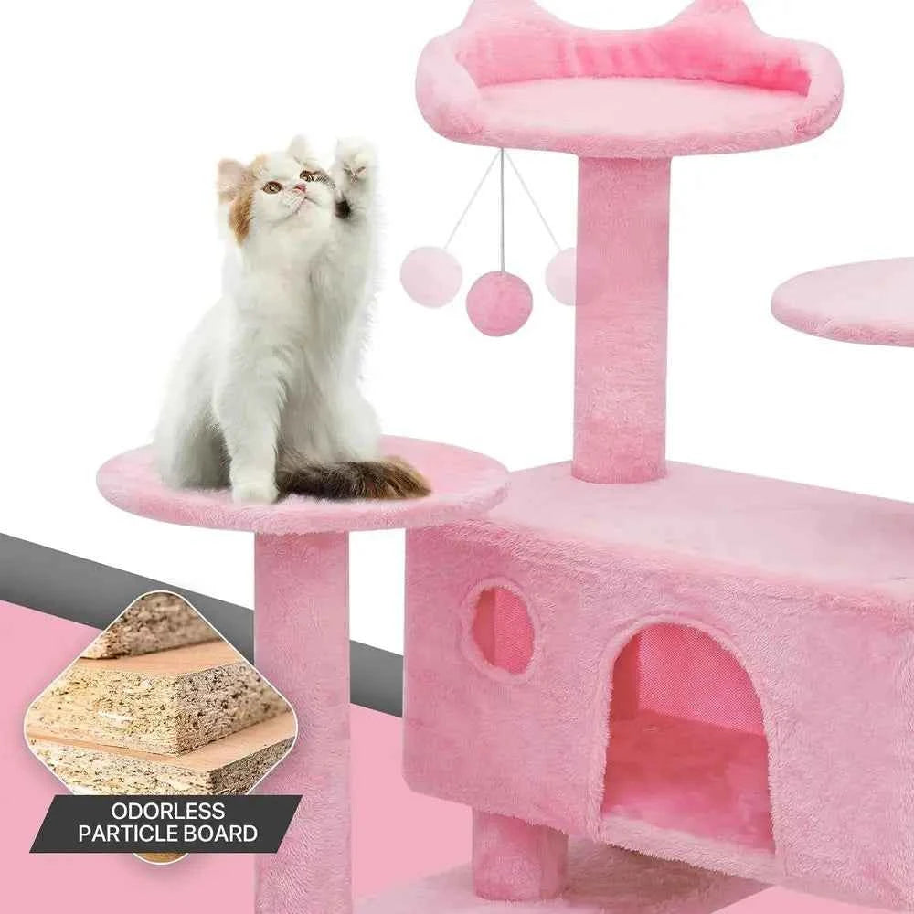 70 Tall Pink Indoor Cat Tree Scratching Post & Climbing Tower
