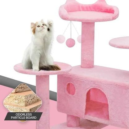 70 Tall Pink Indoor Cat Tree Scratching Post & Climbing Tower