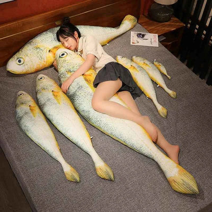 Giant Yellow Croaker Fish Plush Toy – Realistic Stuffed Fish Body Pillow 70.9" (180cm)