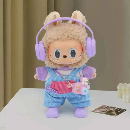 For Labubu V1 V2 v3 Cute Doll Clothes Fashion Sweater Outfit Accessories Sitting Party Pink White Striped Sweater Cup Clothing