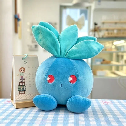 Kawaii Blue Grass Monster Plush Pillow - Soft Stuffed Fantasy Creature Cushion and Home Decor Gift, 3 Sizes Blue