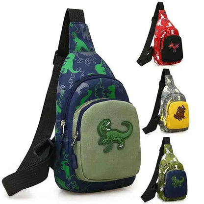 Cute Dinosaur Children's Sling Bag (7.1 in) - Waterproof Oxford Crossbody Chest Bag
