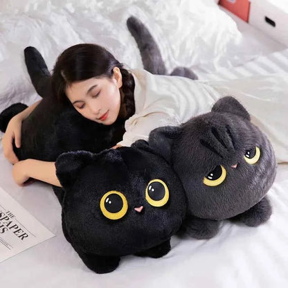 50cm kawaii Black Cat Plush Toy Doll Cute Big Cuddly Pillow Cushion Ins Black Cat Plush Toy Doll For Boy Girl Brithday Gifts