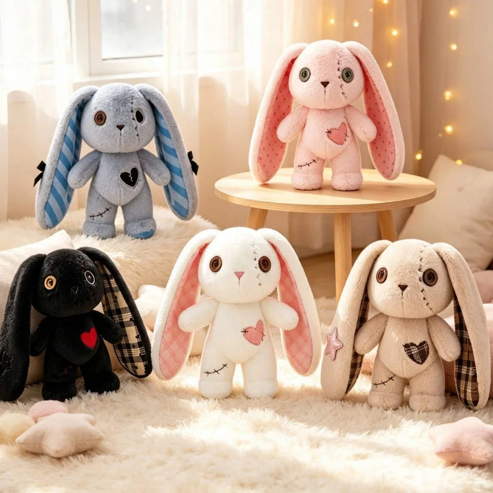 Kawaii Halloween Ghost Cat & Long-Eared Rabbit Plush – 20 cm
