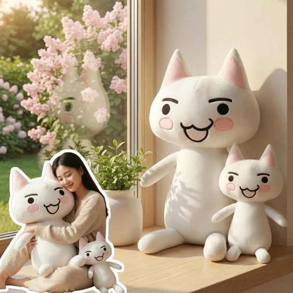 Oversized White Cat Plush Stuffed Animal – Giant Soft Kitten Hug Pillow Toy