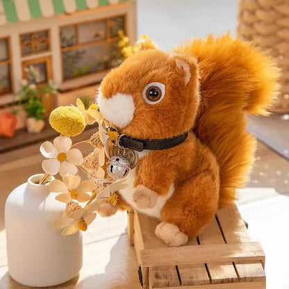 Adorbale Furry Hair Big Umbrella Tail Plush Toy Realistic Squirrel Cute Soft Stuffed Animals Doll Pillow For Girls Children Gift