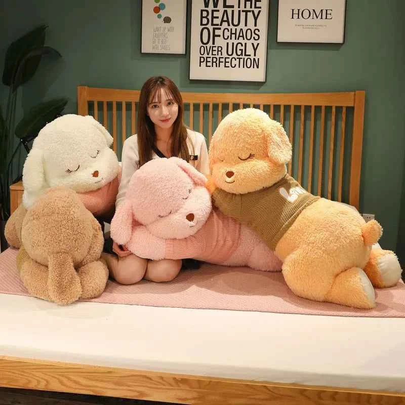 Giant Lying Dog Plush Toy – Soft Sweater Puppy Body Pillow