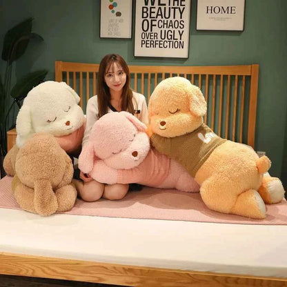 Giant Lying Dog Plush Toy – Soft Sweater Puppy Body Pillow