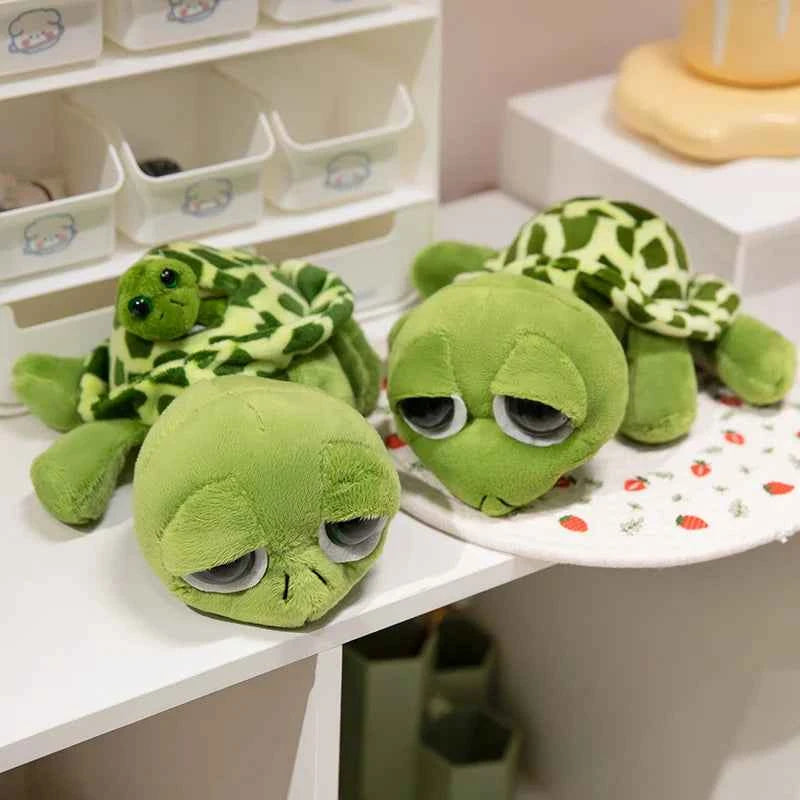 Mother & Baby Turtle Plush Toy – Cute Big-Eyed Turtle Stuffed Animal Pillow