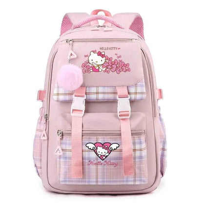 Cute Hello Kitty Backpack for Girl Boy Student Teenager - Casual Rucksack (18.5x12.6x7.8 in)