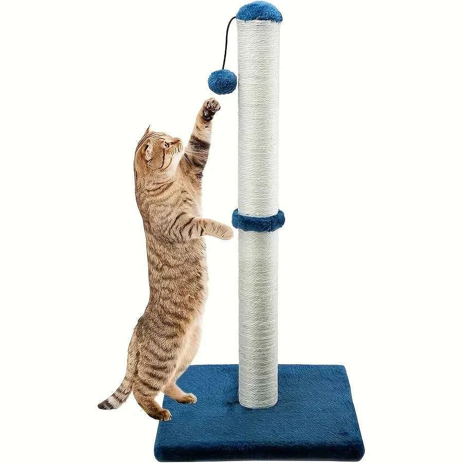 Two Section Vertical Sisal Material Safe Cat Climbing Frame Blue