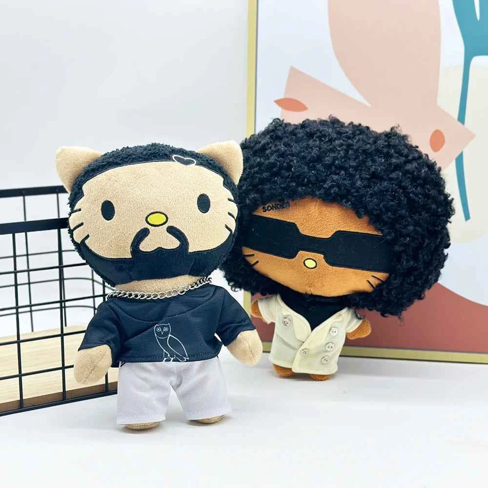 Hello Kitty Drake Plush Doll with Black Casual Suit Plush Doll Figure Stuffed Toys Cute Boys Girls Christmas Gift