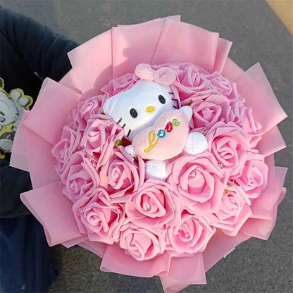 Kawaii Hello Kitty Plush Bouquet with 20 Roses - Wedding/Valentine's Day Gift