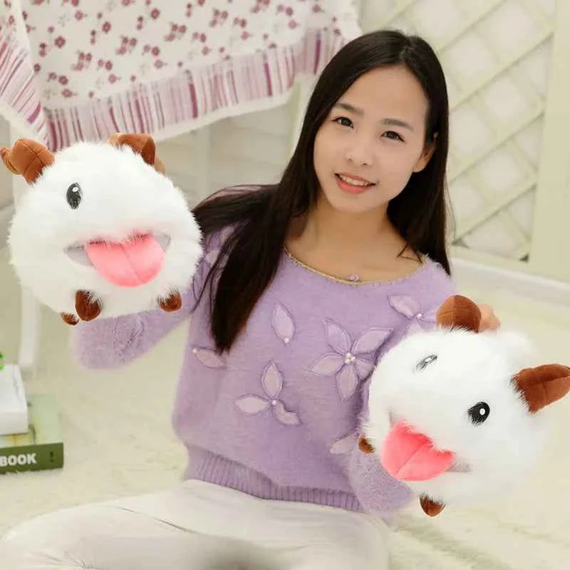 Kawaii Fluffy White Puff Creature Plush Doll - Soft Stuffed Snow Puff Fantasy Animal Toy and Gift, 25cm
