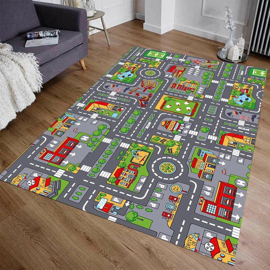Kids Car Play Mat Rug – Highway City Traffic Road Carpet 3