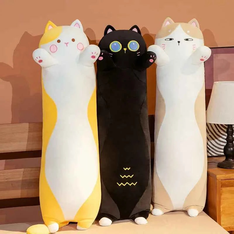 Giant Long Cat Plush Toy (35.4/43.3 in) - Cylindrical Animal Bolster Sleeping Pillow Gift