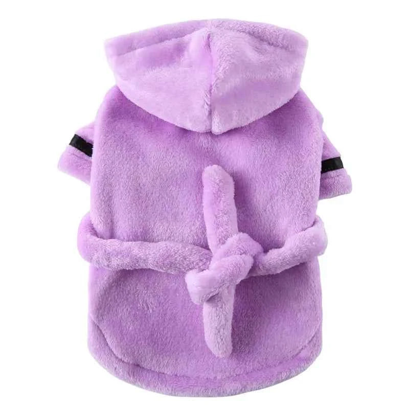 Hooded Pet Dog Bathrobe - Super Absorbent Drying Towel & Cozy Pajamas for Puppy & Cat (Small/Medium)