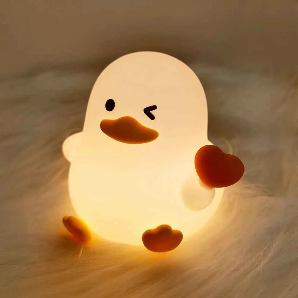 Kawaii Animal Silicone Night Light - Rechargable Fox/Duck/Frog Touch Sensor Lamp