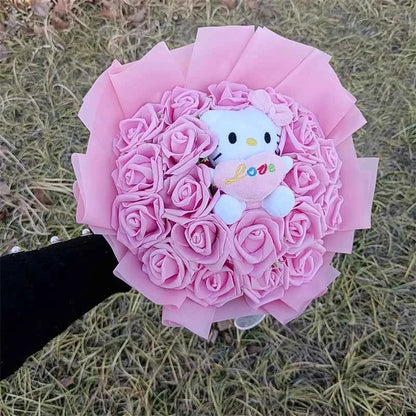 Kawaii Hello Kitty Plush Bouquet with 20 Roses - Wedding/Valentine's Day Gift
