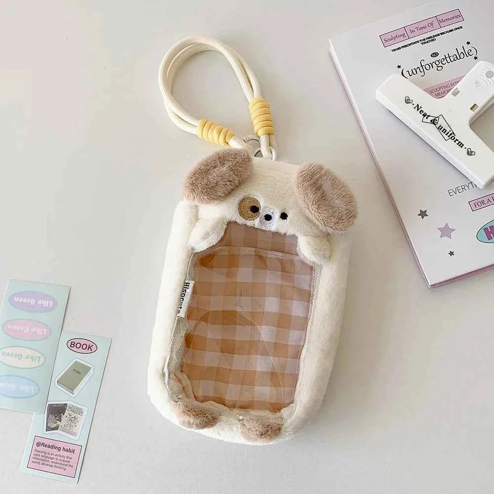 Cartoon Window Storage Bag Handle Walking Handbag Phone Bag Beige