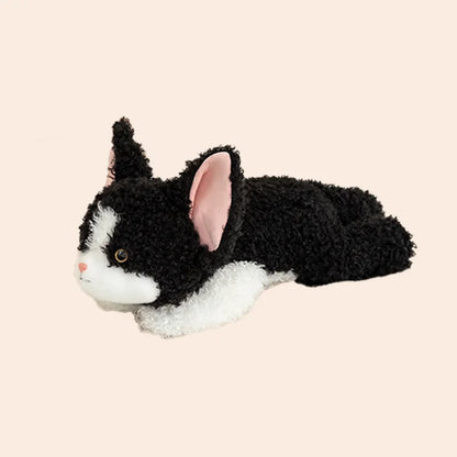 Kawaii Devon Rex Cat Plush Doll - Soft Realistic Lying Curly Kitten Stuffed Pillow and Gift, 3 Sizes L-60cm (23.6")