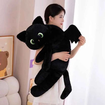 40/70/110CM Cartoon Black Cat with Wings Pillow Special-Shaped Cats Evil Kitten Dolls Sleeping Cushion Halloween Gift