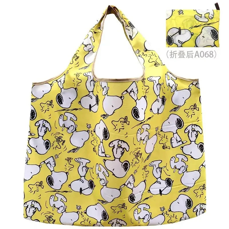 Snoopy Reusable Shopping Bag – Large Capacity Foldable Tote E 20.9 × 15.7 × 10.2 inches (53 × 40 × 26 cm)