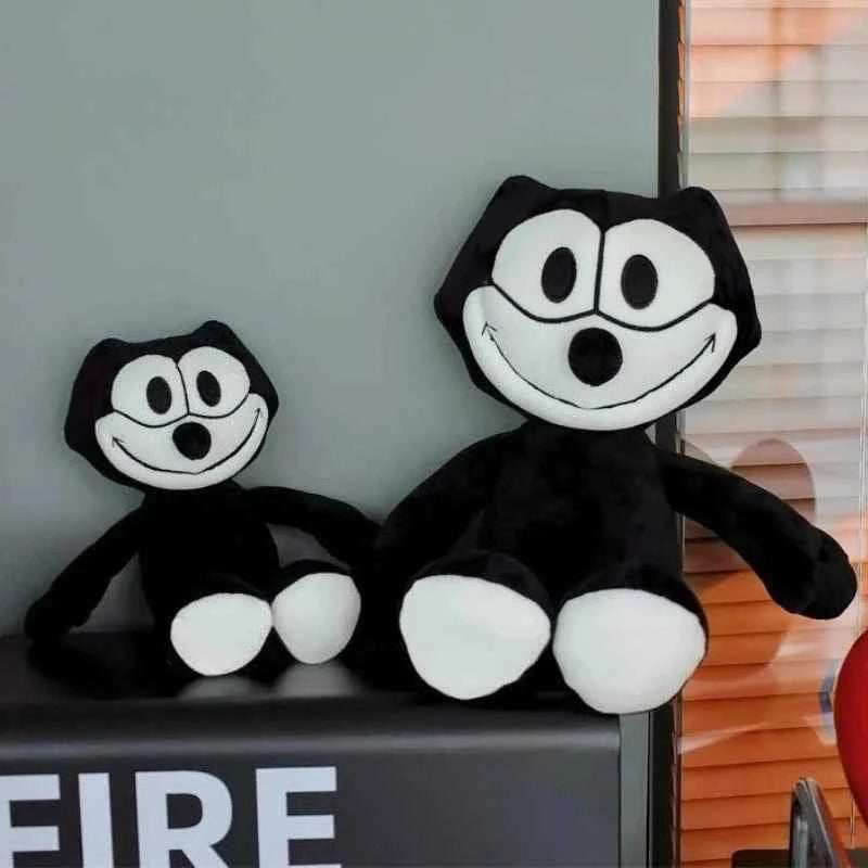 Kawaii Retro Black Cat Plush Toy – Soft Cartoon Cat Sofa Cushion & Office Pillow Doll (30 & 45cm)