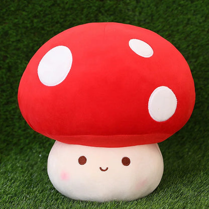 Kawaii Mushroom Plush Pillow – Cute Stuffed Plant Cushion Red