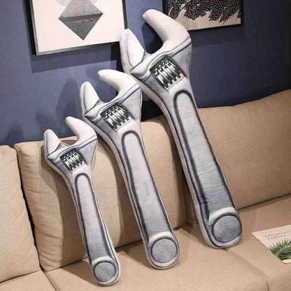 Giant Wrench Plush Pillow - Funny Oversized Tool Stuffed Cushion Home Sofa Decor and Gag Gift, 70cm