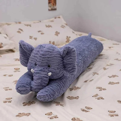 Kawaii Long Gaint Curly Animal Bunny Plush Pillow Doll Bear Blue elephant
