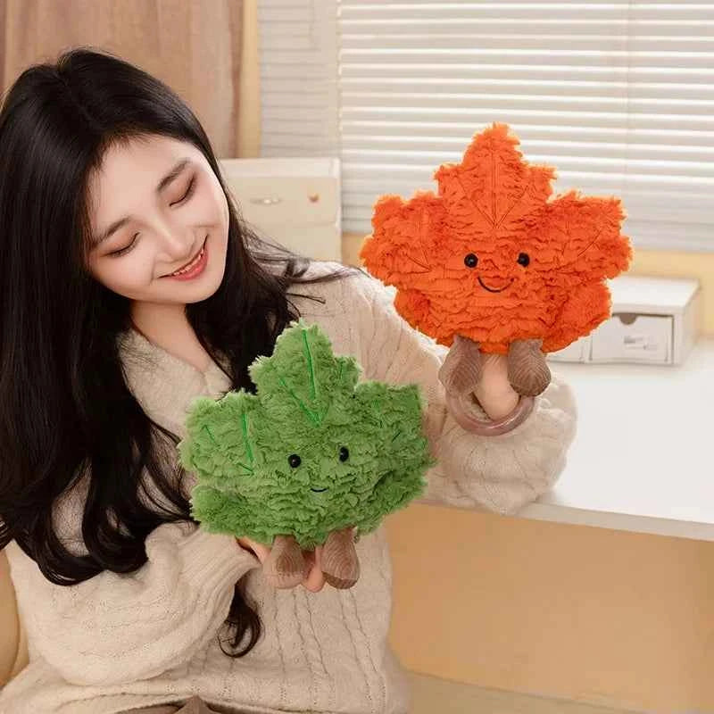 Kawaii Maple Leaf Plush Toy - Soft Stuffed Autumn Leaf Plant Doll and Home Decor Gift in 3 Colors, 22cm