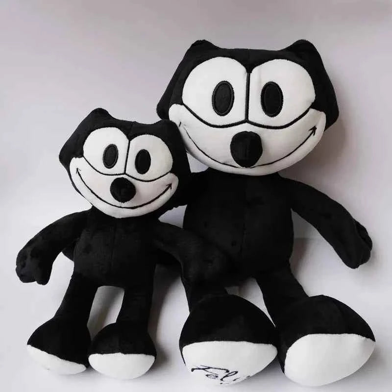Kawaii Retro Black Cat Plush Toy – Soft Cartoon Cat Sofa Cushion & Office Pillow Doll (30 & 45cm)