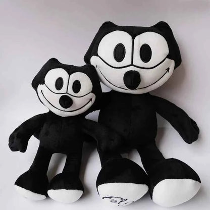 Kawaii Retro Black Cat Plush Toy – Soft Cartoon Cat Sofa Cushion & Office Pillow Doll (30 & 45cm)