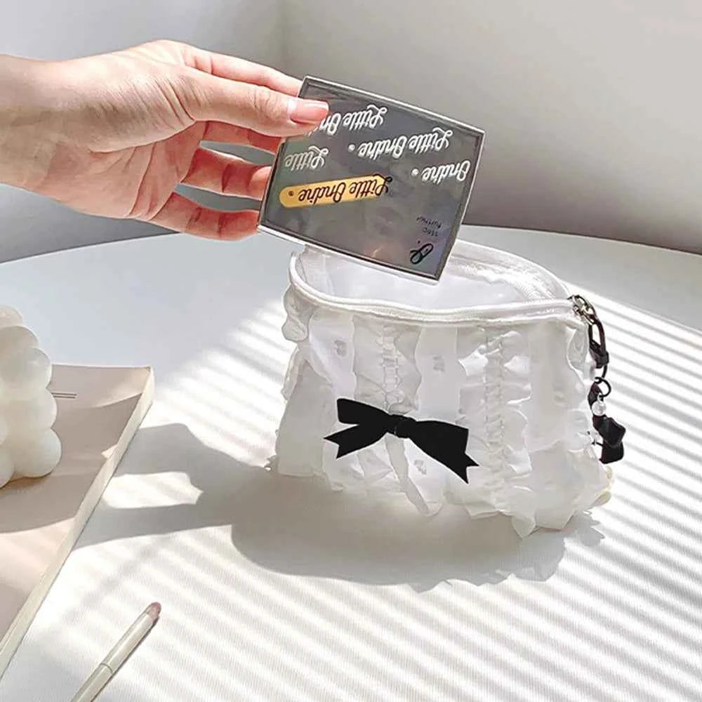 Cute Lace Bow Coin Purse Portable Cosmetic Storage Bag Key