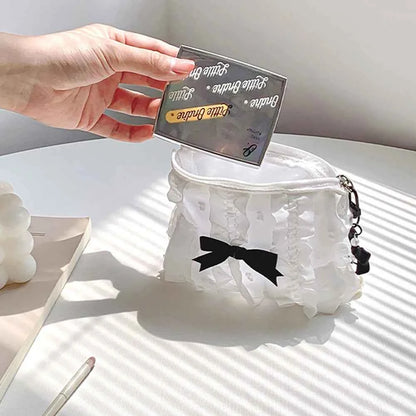 Cute Lace Bow Coin Purse Portable Cosmetic Storage Bag Key