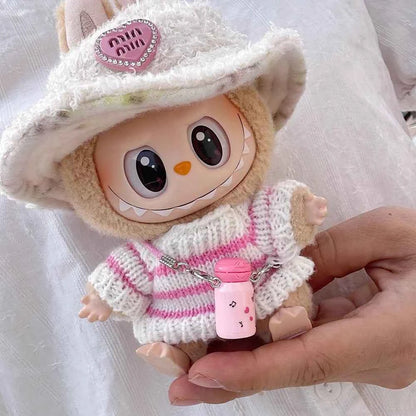 For Labubu 15-17cm V1 v2 Clothes Outfit Sitting Clothes Cute Sweater Hat Outfit Accessories Fashion Dolls Accessories No Dolls