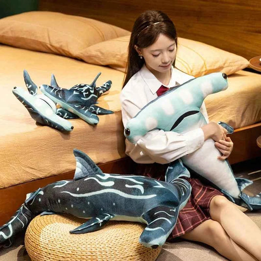 Giant Hammerhead Shark Plush Toy – Realistic Ocean Shark Stuffed Animal Pillow