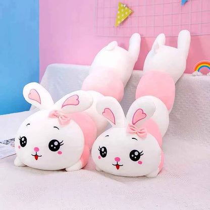 Kawaii Caterpillar Rabbit Long Plush Pillow - Super Soft Stuffed Sleeping Cuddle Doll and Gift, 4 Sizes