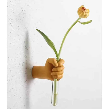 Modern Geometric Resin Wall Vase – Handmade Hanging Flower Vase for Home Decor Dark Yellow