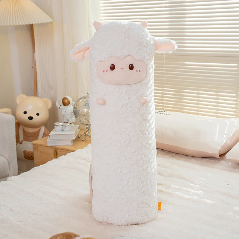 Giant Sleeping Sheep Plush Toy – Long Sheep Body Pillow Stuffed Animal White
