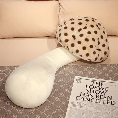 Giant Mushroom Plush Pillow – Huggable Plant Cushion for Sofa & Floor Brown