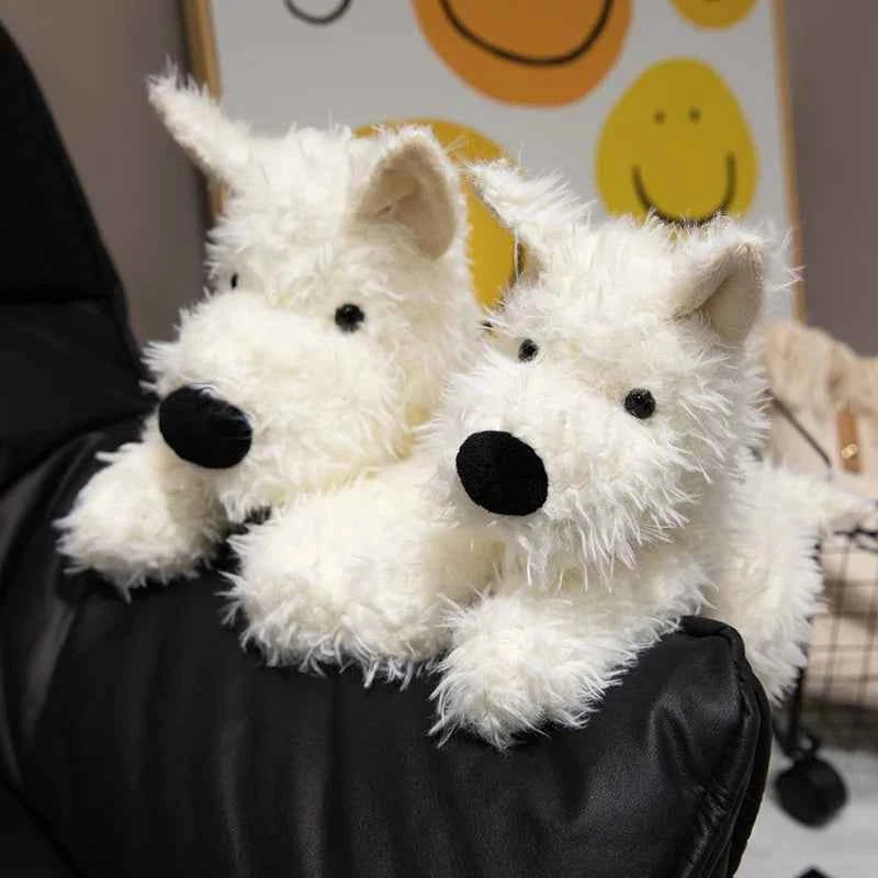 Lifelike West Highland White Terrier Plush Toy - Fluffy Real-Life Stuffed Dog Doll Gift