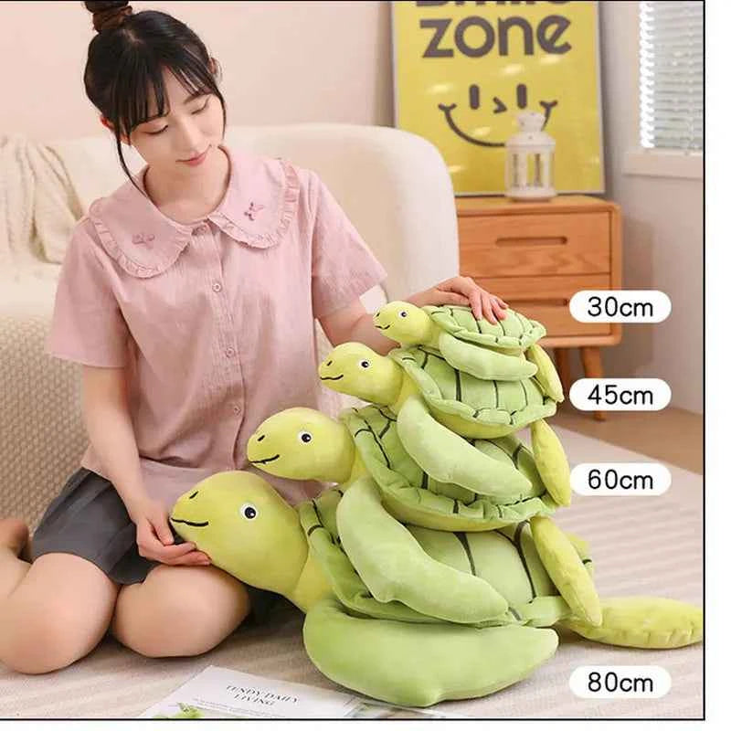Kawaii Sea Turtle Plush Pillow – Soft Stuffed Tortoise Cushion (30–80cm)