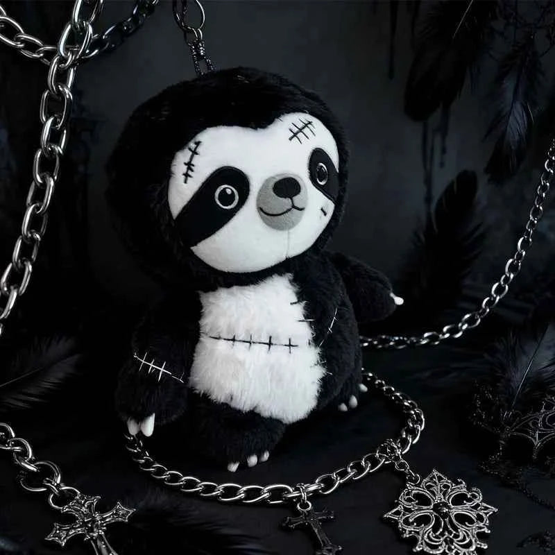 Dark Sloth Plush Toy – Gothic Stuffed Animal Decoration