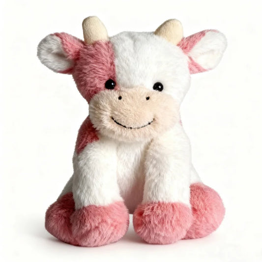 Kawaii Sitting Cow Plush Doll - Soft Stuffed Animal Sleep Companion and Gift, 4 Colors Pink 20cm (7.9")