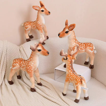 Kawaii Sika Deer Plush Doll - Soft Stuffed Lifelike Stag and Doe Animal Toy and Gift, 30cm and 40cm